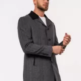 Пальто серое с комбинированным воротом Каталог