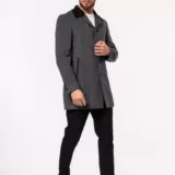 Пальто серое с комбинированным воротом Каталог