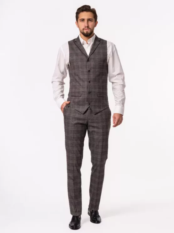 Костюм-тройка в клетку на высокий рост Каталог