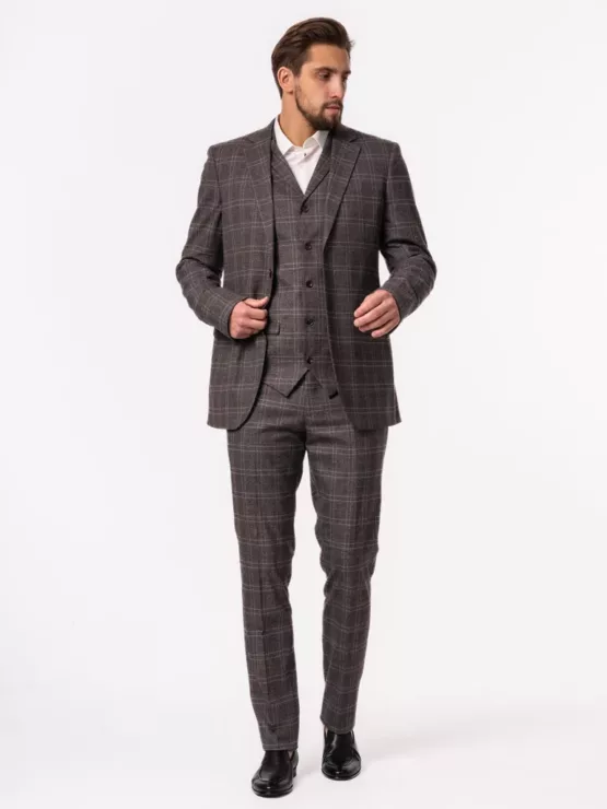 Костюм-тройка в клетку на высокий рост Каталог