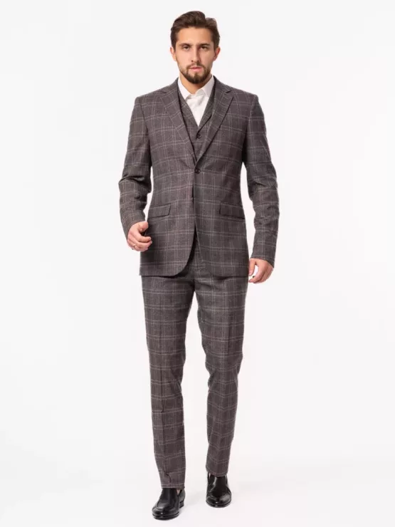 Костюм-тройка в клетку на высокий рост Каталог