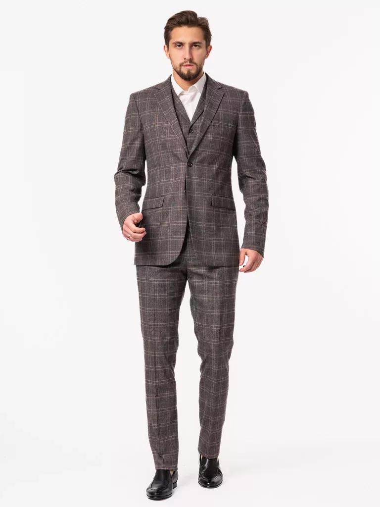 Костюм-тройка в клетку на высокий рост Каталог