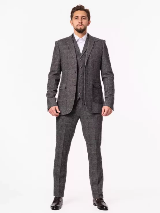 Костюм-тройка твидовый на высокий рост Каталог