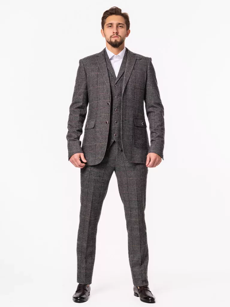 Костюм-тройка твидовый на высокий рост Каталог