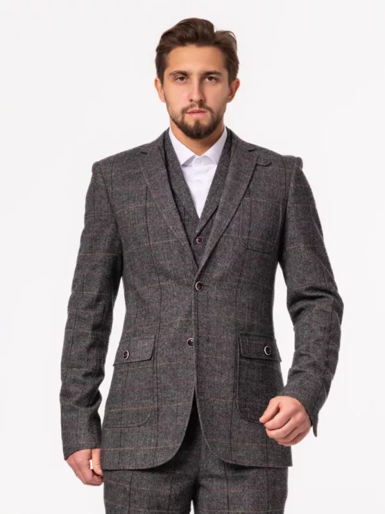 Костюм-тройка твидовый на высокий рост Каталог
