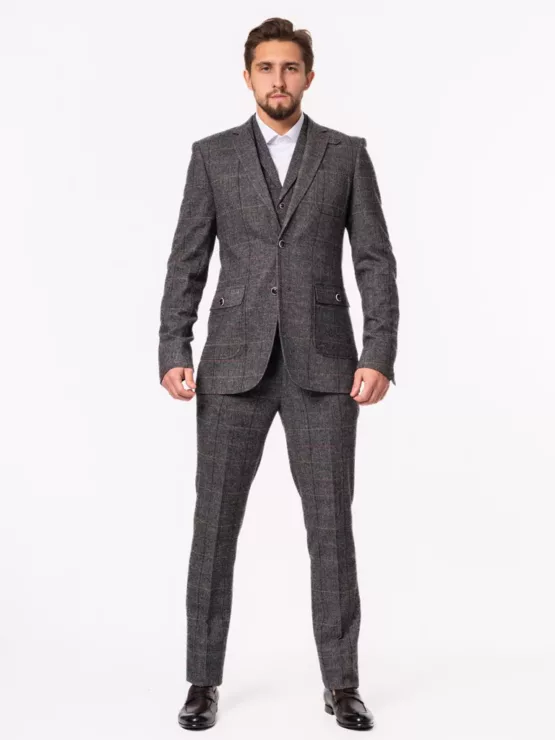 Костюм-тройка твидовый на высокий рост Каталог