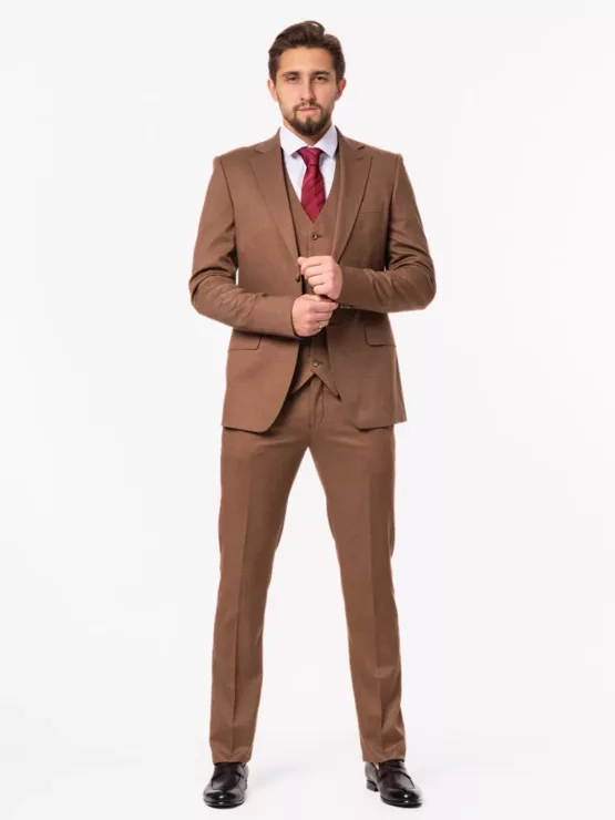 Костюм-тройка коричневого цвета на высокий рост Каталог