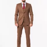 Костюм-тройка коричневого цвета на высокий рост Каталог