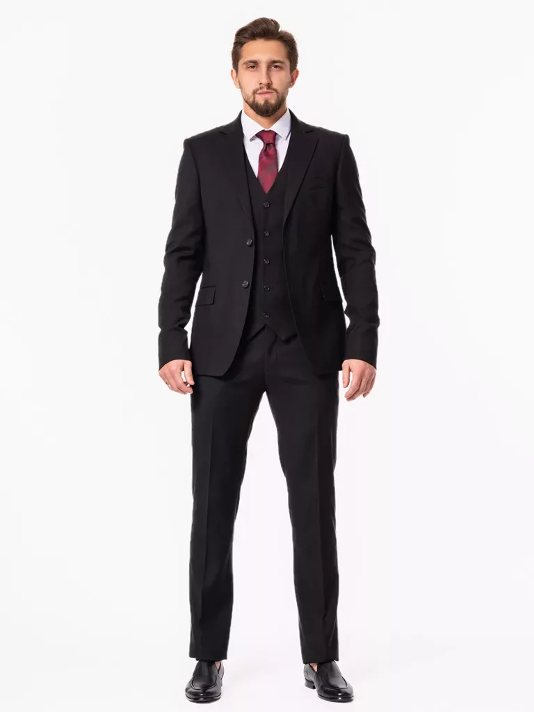 Костюм-тройка черного цвета на высокий рост Каталог
