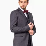 Костюм-тройка серого цвета в клетку на высокий рост Каталог