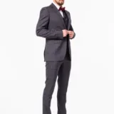 Костюм-тройка серого цвета в клетку на высокий рост Каталог