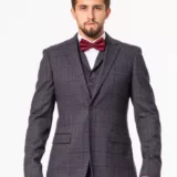 Костюм-тройка серого цвета в клетку на высокий рост Каталог