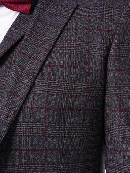 Костюм-тройка серого цвета в клетку на высокий рост Каталог