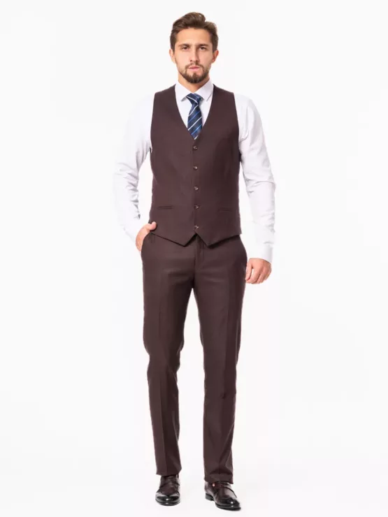 Костюм-тройка коричневого цвета на высокий рост Каталог
