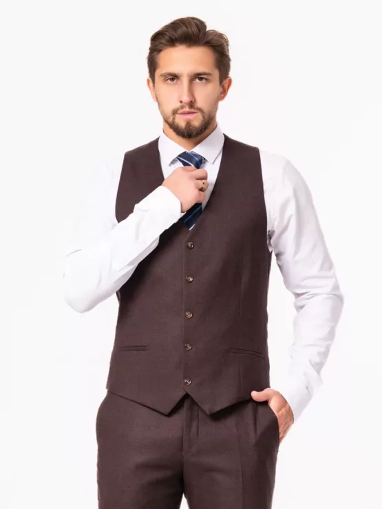 Костюм-тройка коричневого цвета на высокий рост Каталог