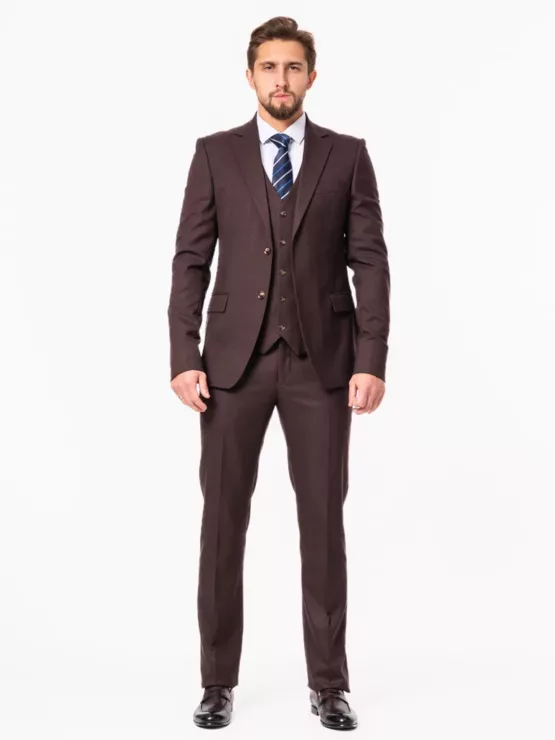 Костюм-тройка коричневого цвета на высокий рост Каталог