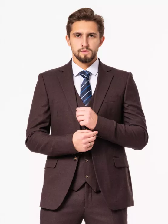 Костюм-тройка коричневого цвета на высокий рост Каталог