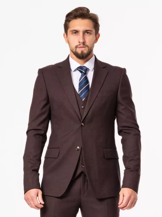 Костюм-тройка коричневого цвета на высокий рост Каталог