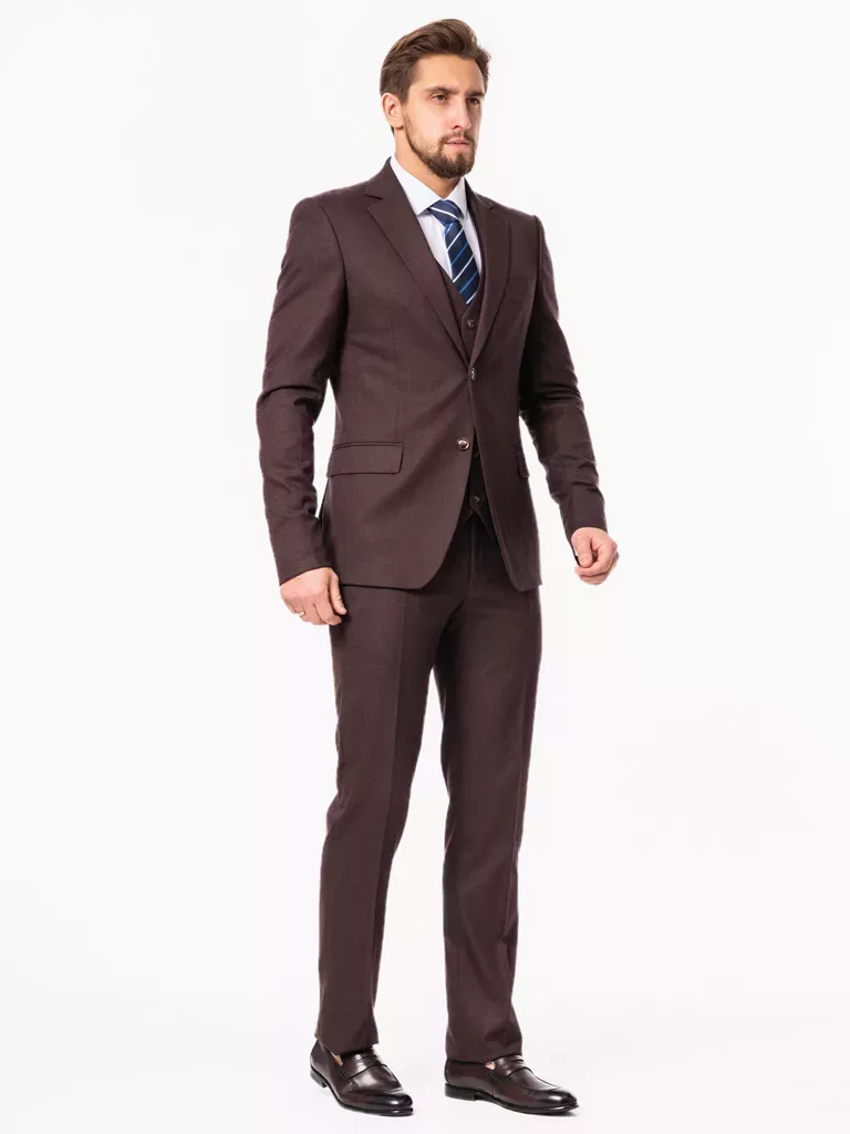 Костюм-тройка коричневого цвета на высокий рост Каталог