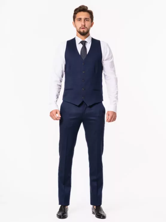 Костюм-тройка синего цвета на высокий рост Каталог