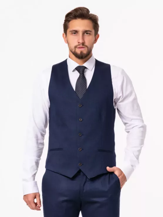 Костюм-тройка синего цвета на высокий рост Каталог