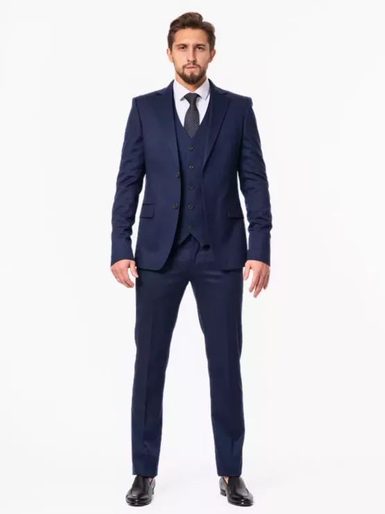 Костюм-тройка синего цвета на высокий рост Каталог