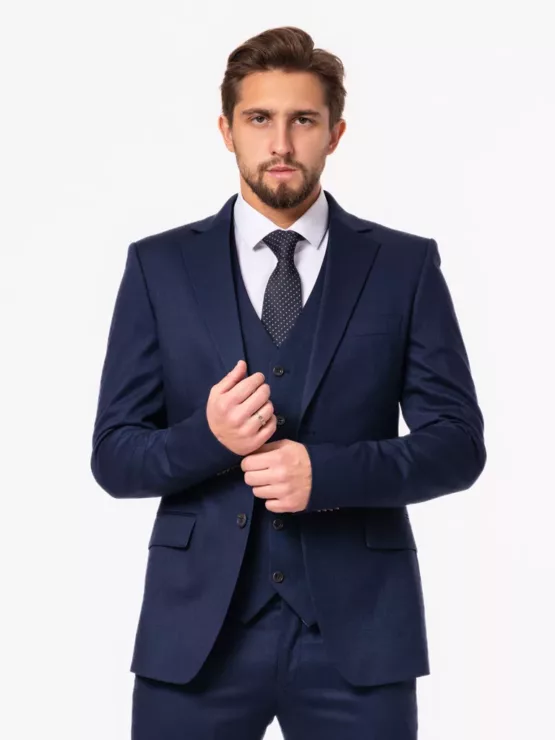 Костюм-тройка синего цвета на высокий рост Каталог