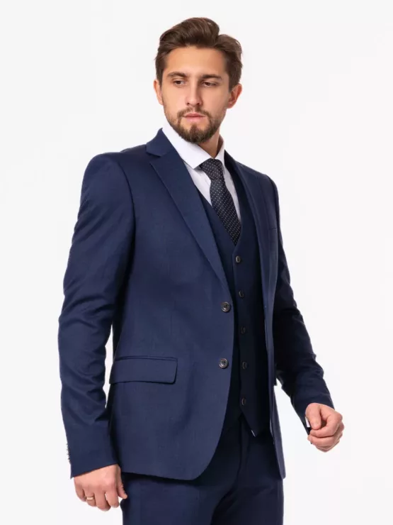 Костюм-тройка синего цвета на высокий рост Каталог