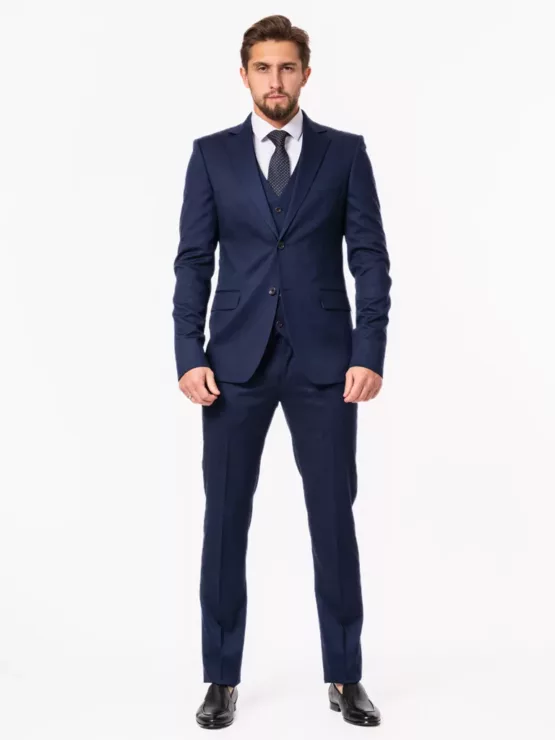 Костюм-тройка синего цвета на высокий рост Каталог