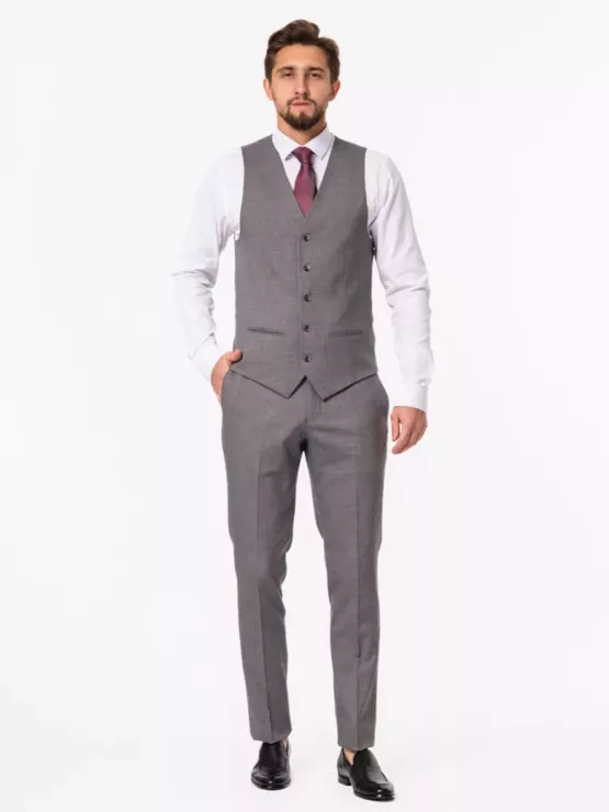 Костюм-тройка серого цвета на высокий рост Каталог