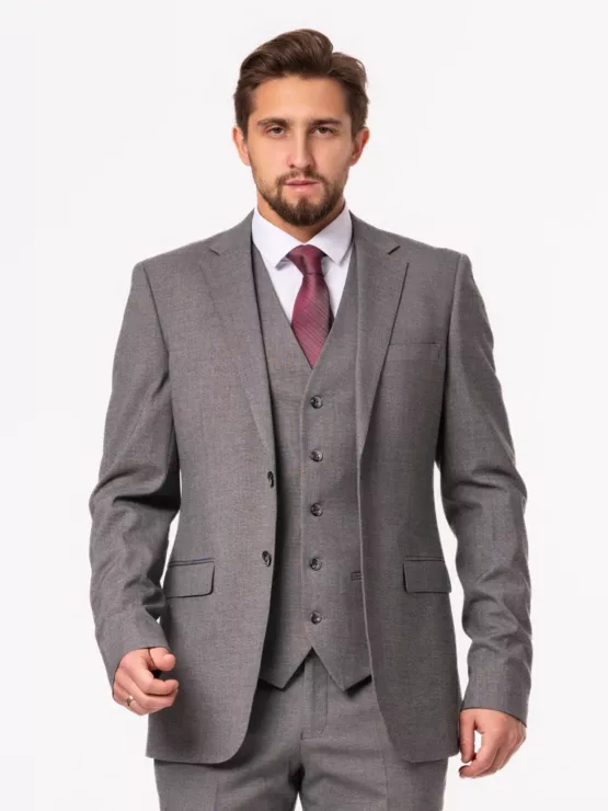 Костюм-тройка серого цвета на высокий рост Каталог