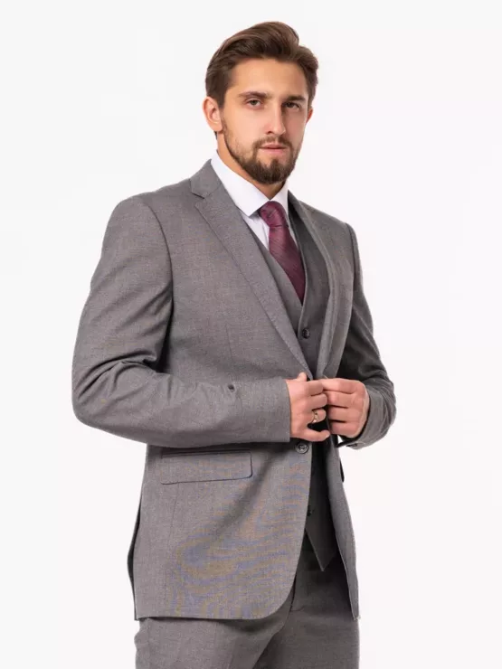 Костюм-тройка серого цвета на высокий рост Каталог