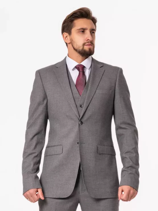 Костюм-тройка серого цвета на высокий рост Каталог