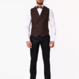 Костюм-тройка синего цвета с коричневым жилетом Каталог