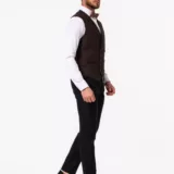 Костюм-тройка синего цвета с коричневым жилетом Каталог