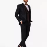 Костюм-тройка синего цвета с коричневым жилетом Каталог