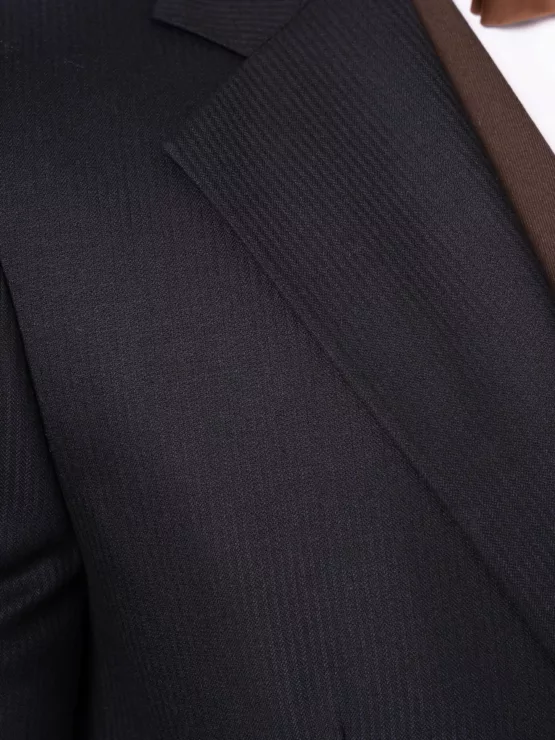 Костюм-тройка синего цвета с коричневым жилетом Каталог