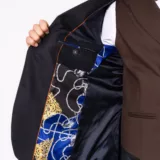 Костюм-тройка синего цвета с коричневым жилетом Каталог