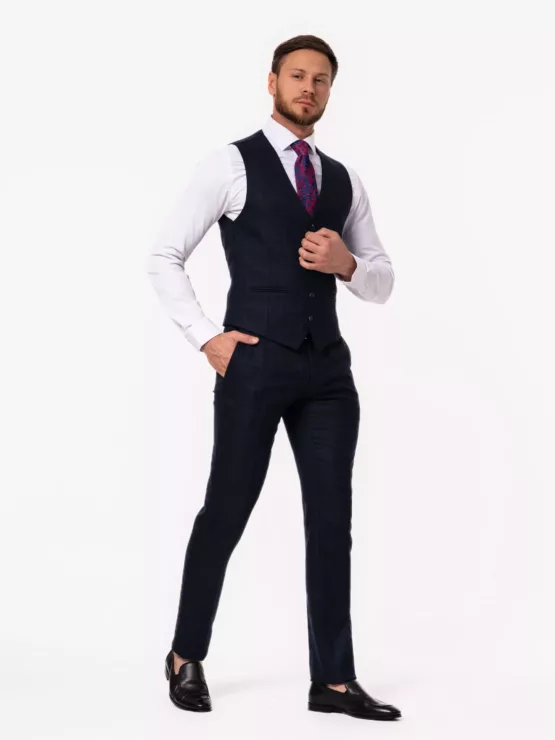 Костюм-тройка темно-синего цвета в клетку Каталог