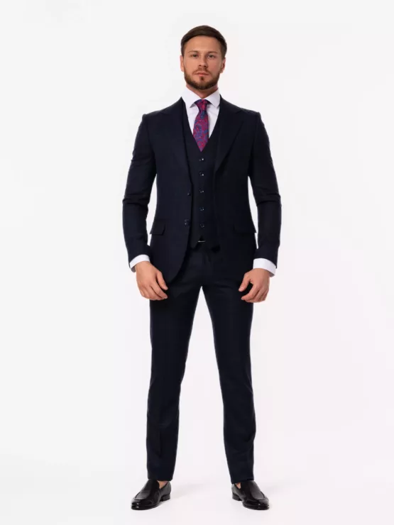 Костюм-тройка темно-синего цвета в клетку Каталог