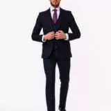 Костюм-тройка темно-синего цвета в клетку Каталог