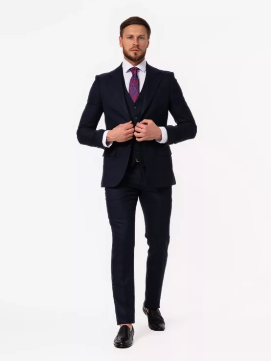 Костюм-тройка темно-синего цвета в клетку Каталог