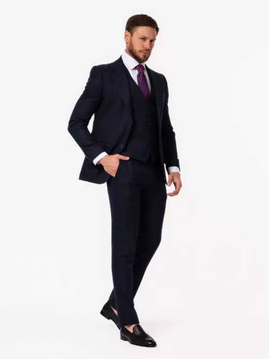Костюм-тройка темно-синего цвета в клетку Каталог