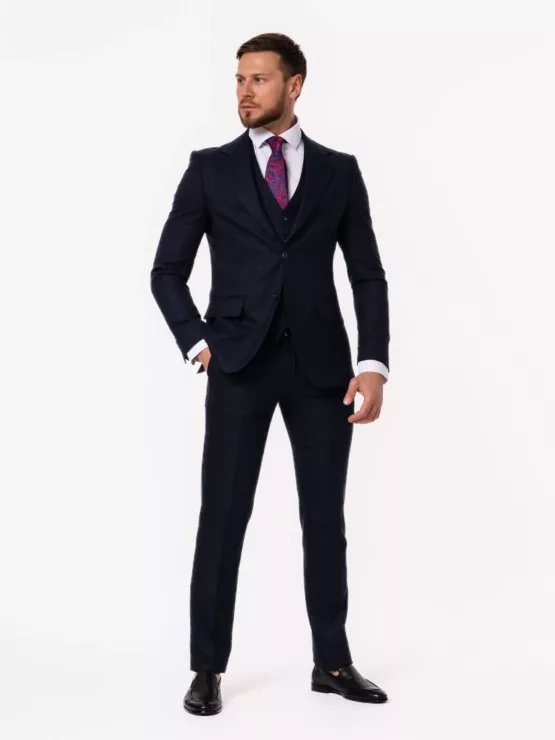 Костюм-тройка темно-синего цвета в клетку Каталог