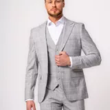 Костюм-тройка светло-серый цвет в клетку Каталог