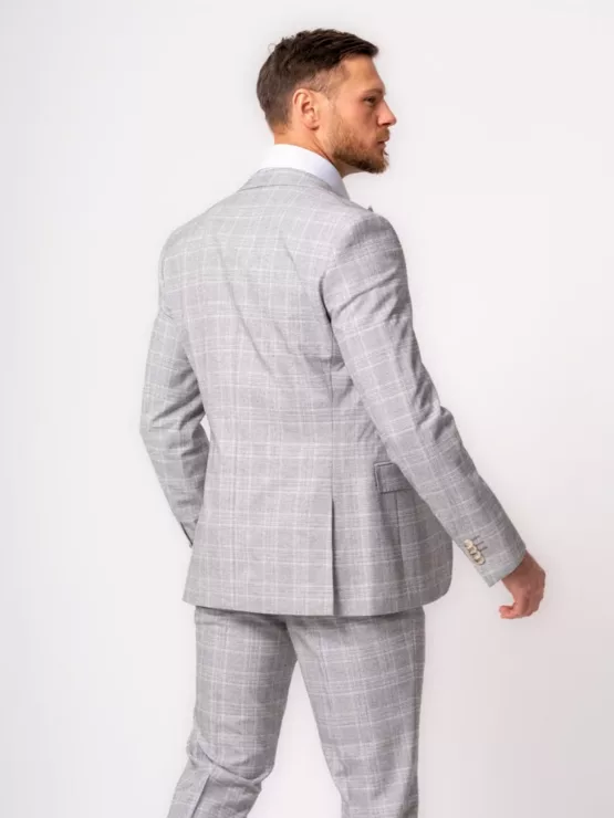 Костюм-тройка светло-серый цвет в клетку Каталог