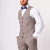 Костюм-тройка кофейный в клетку Каталог