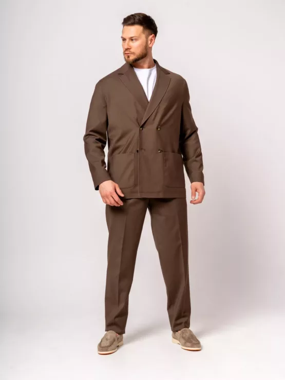 Костюм oversize двубортный коричневый Каталог