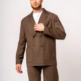 Костюм oversize двубортный коричневый Клубный костюм