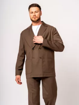Костюм oversize двубортный коричневый Клубный костюм